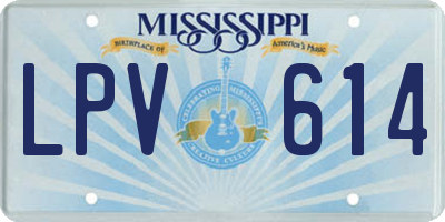 MS license plate LPV614