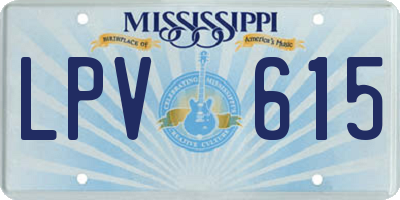 MS license plate LPV615