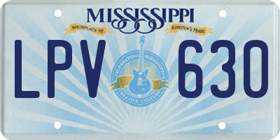 MS license plate LPV630