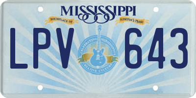 MS license plate LPV643