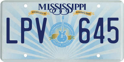 MS license plate LPV645