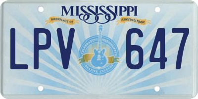 MS license plate LPV647
