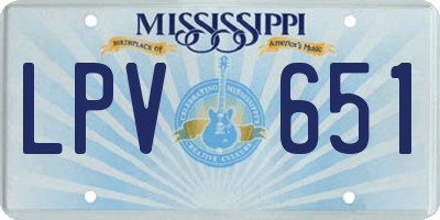 MS license plate LPV651