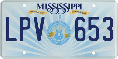 MS license plate LPV653