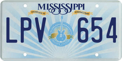 MS license plate LPV654