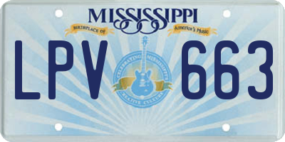 MS license plate LPV663