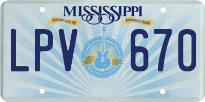MS license plate LPV670