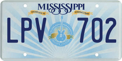 MS license plate LPV702