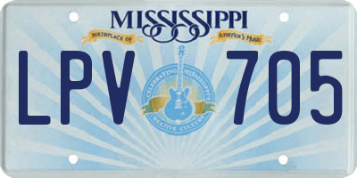 MS license plate LPV705