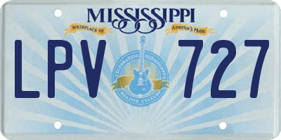 MS license plate LPV727