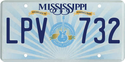 MS license plate LPV732