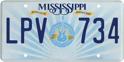 MS license plate LPV734