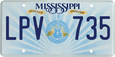 MS license plate LPV735