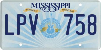 MS license plate LPV758