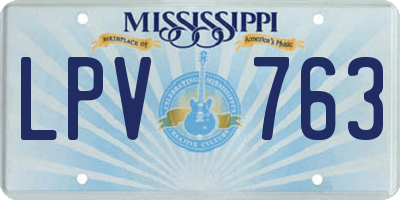 MS license plate LPV763