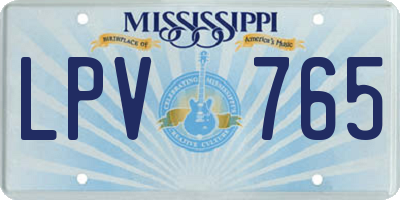 MS license plate LPV765