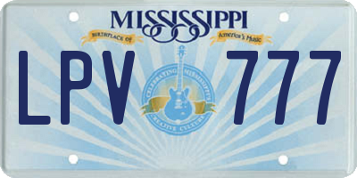 MS license plate LPV777