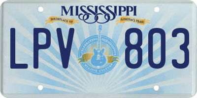 MS license plate LPV803