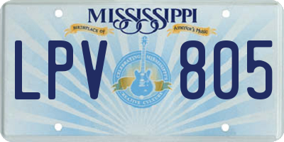 MS license plate LPV805
