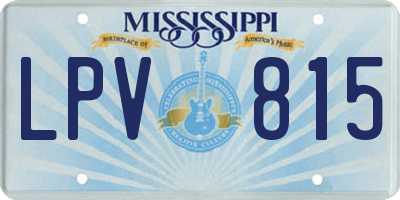 MS license plate LPV815