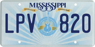MS license plate LPV820