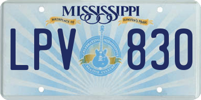 MS license plate LPV830