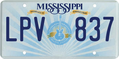 MS license plate LPV837