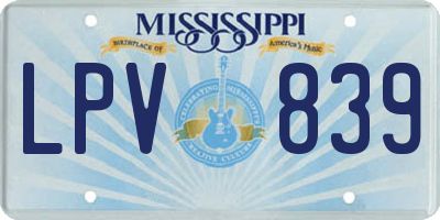 MS license plate LPV839