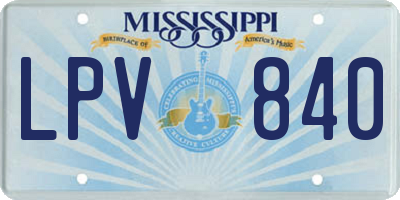 MS license plate LPV840