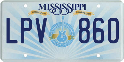 MS license plate LPV860