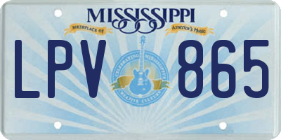 MS license plate LPV865