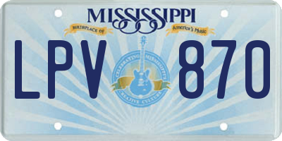 MS license plate LPV870