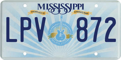 MS license plate LPV872
