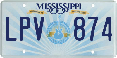 MS license plate LPV874