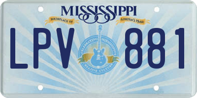 MS license plate LPV881