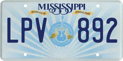 MS license plate LPV892