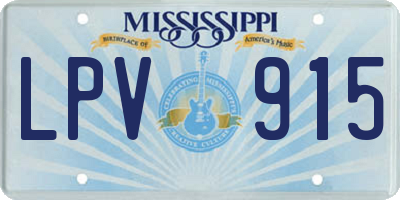 MS license plate LPV915