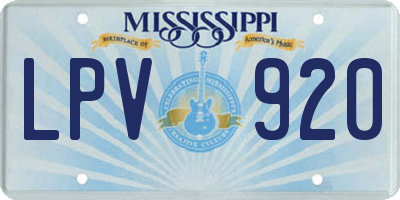 MS license plate LPV920