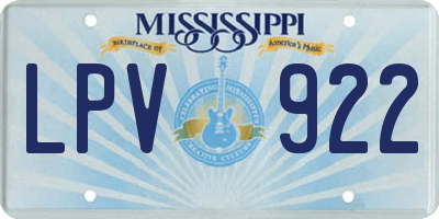 MS license plate LPV922