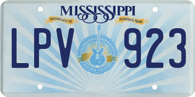 MS license plate LPV923