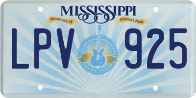MS license plate LPV925