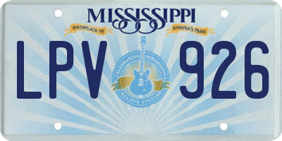 MS license plate LPV926
