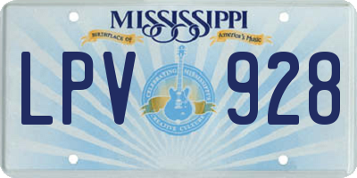 MS license plate LPV928