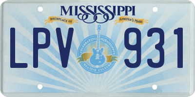 MS license plate LPV931
