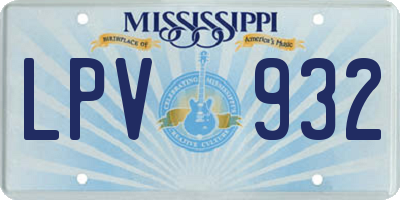 MS license plate LPV932