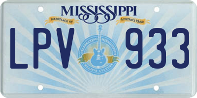 MS license plate LPV933