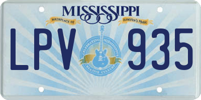 MS license plate LPV935