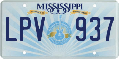 MS license plate LPV937