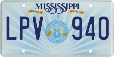 MS license plate LPV940