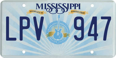 MS license plate LPV947